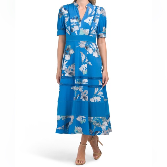 Taylor Dresses & Skirts - 🎉LAST PIECE 🎉TAYLOR Short Sleeve Floral Maxi Dress With Eyelet Detail